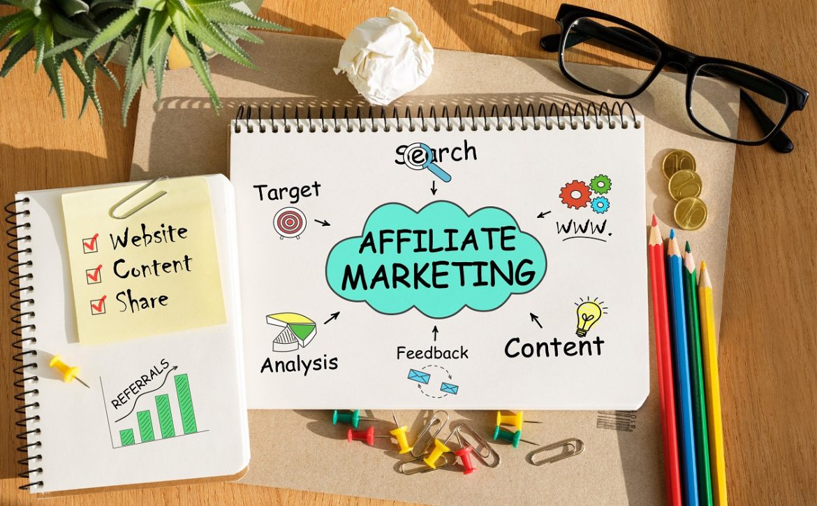 Notebook with Tools and Notes about Affiliate Marketing