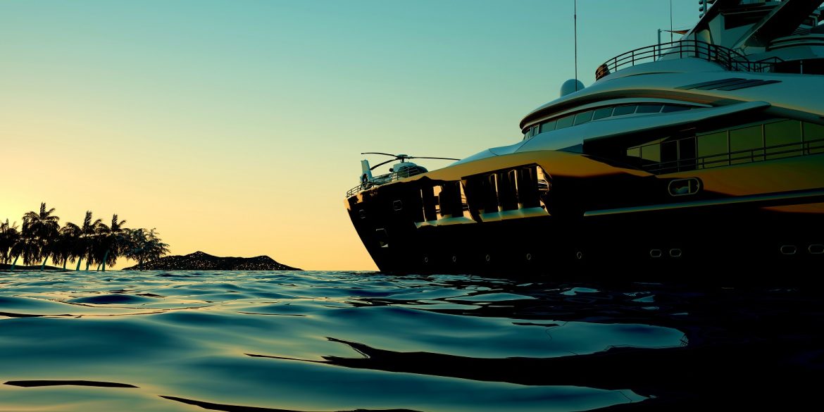 Luxury Mega Yacht heading toward paradise